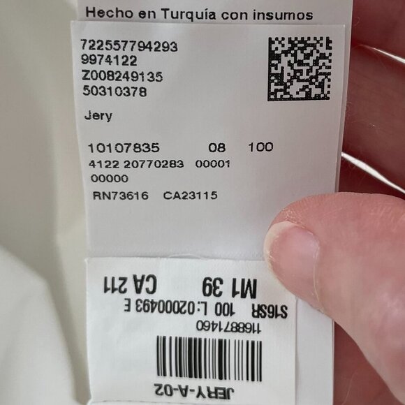 Boss Hugo Boss Slim Fit Jery LS Button Down Dress Cotton Shirt White Sz 15.5/39 - Picture 5 of 15